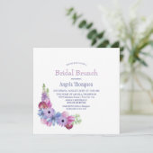 Dusty Blue en Pink Floral Bridal Brunch Kaart (Staand voorkant)