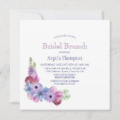 Dusty Blue en Pink Floral Bridal Brunch Kaart (Voorkant)