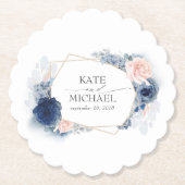 Dusty Blue en Pink Floral Elegant Kartonnen Onderzetters (Voorkant)