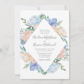 Dusty Blue en Pink Floral Lijst Wedding Invite Save The Date (Voorkant)