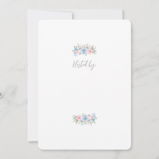 Dusty Blue en Pink Floral Vrijgezellenfeest Kaart (Achterkant)