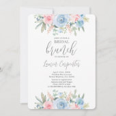 Dusty Blue en Pink Floral Vrijgezellenfeest Kaart (Voorkant)