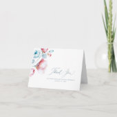 Dusty Blue en Pink Floral Weddenschap Bedankt (Voorkant)