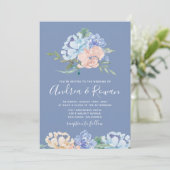 Dusty Blue en Pink Floral Wedding Invitations Save The Date (Staand voorkant)