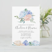 Dusty Blue en Pink Floral Wedding Invitations Save The Date (Staand voorkant)