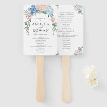 Dusty Blue en Pink Floral Wedding Programme Handje