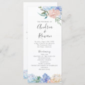 Dusty Blue en Pink Floral Wedding Programme Programmakaart (Voorkant / Achterkant)