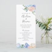 Dusty Blue en Pink Floral Wedding Programme Programmakaart (Staand voorkant)