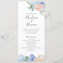 Dusty Blue en Pink Floral Wedding Programme