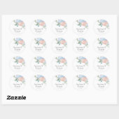 Dusty Blue en Pink Floral Wedding Ronde Sticker (Vel)