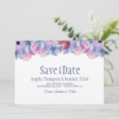 Dusty Blue en Pink Floral Wedding Save the Date (Staand voorkant)