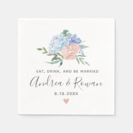 Dusty Blue en Pink Floral Wedding Servet