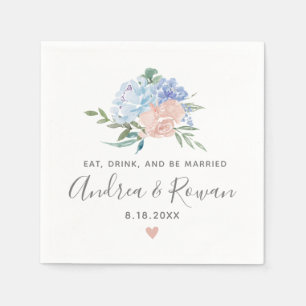 Dusty Blue en Pink Floral Wedding Servet