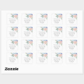 Dusty Blue en Pink Floral Wedding Vierkante Sticker (Vel)