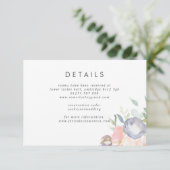 Dusty Blue en Pink Flowers Wedding Informatiekaartje (Staand voorkant)