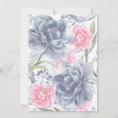 Dusty Blue en Pink Waterverf Flowers Wedding Kaart (Achterkant)