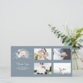 Dusty Blue en Roos Floral Wedding Bedankt (Staand voorkant)