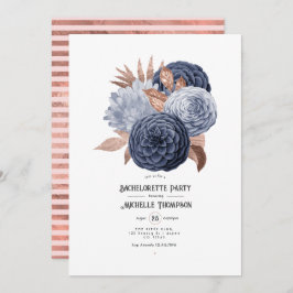Dusty Blue en Roos Gold Floral Bachelorette Party Kaart