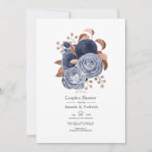 Dusty Blue en Roos Gold Floral Couples Shower Kaart (Voorkant)