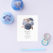 Dusty Blue en Roos Gold Floral Wedding Flyer (Enkel)