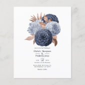 Dusty Blue en Roos Gold Floral Wedding Flyer (Voorkant)