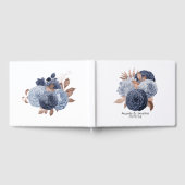 Dusty Blue en Roos Gold Floral Wedding Gastenboek (Volledig)