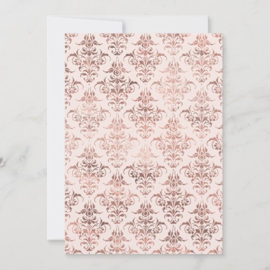 Dusty Blue en Roos Gold Floral Wedding Invitation Kaart (Achterkant)