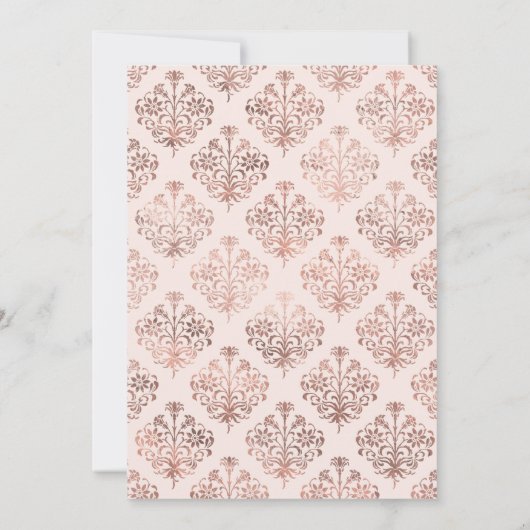 Dusty Blue en Roos Gold Floral Wedding Kaart (Achterkant)