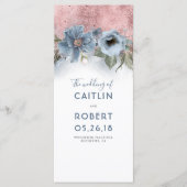 Dusty Blue en Roos Gold Floral Wedding-programma's Programmakaart (Voorkant)