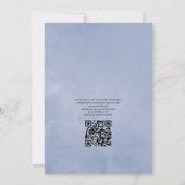 Dusty Blue en Roos Gold Floral Wedding QR Code in Kaart (Achterkant)