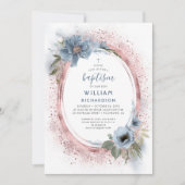 Dusty Blue en Roos Gold Glitter Baptisme Kaart (Voorkant)