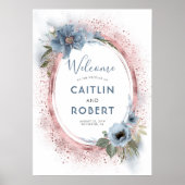 Dusty Blue en Roos Gold Glitter Sign Poster (Voorkant)