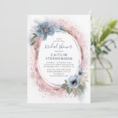 Dusty Blue en Roos Gold Glitter Vrijgezellenfeest Kaart (Staand voorkant)