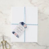 Dusty Blue en roze bloemen Weddenschap Cadeaulabel (Met Touw)
