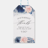 Dusty Blue en roze bloemen Weddenschap Cadeaulabel (Voorkant)