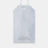 Dusty Blue en roze bloemen Weddenschap Cadeaulabel (Achterkant)