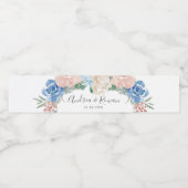 Dusty Blue en Roze flesetiket Waterfles Etiket (Enkel label)