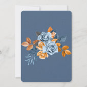Dusty Blue en Rusty Peony Floral Wedding Kaart (Achterkant)