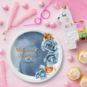 Dusty Blue en Rusty Peony Floral Wedding Papieren Bordje (Feest)