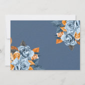 Dusty Blue en Rusty Peony Floral Wedding RSVP Kaar Kaart (Achterkant)