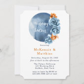 Dusty Blue en Rusty Peony Floral Wedding Shower Kaart (Voorkant)