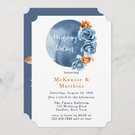 Dusty Blue en Rusty Peony Floral Wedding Shower Kaart