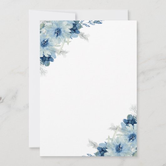 Dusty Blue en Sage Green Bruiloft Kaart (Achterkant)