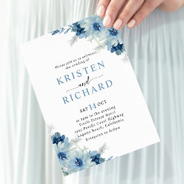 Dusty Blue en Sage Green Bruiloft Kaart