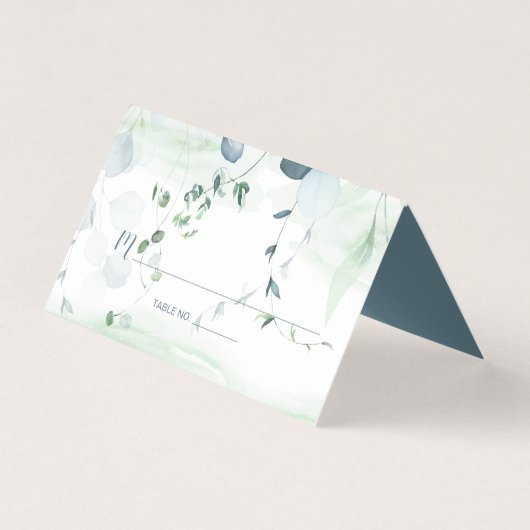 Dusty Blue en Sage Green Eucalyptus Botanical Kaart (Voorkant)