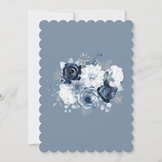 Dusty Blue en Silver bruiloft uitnodiging (Achterkant)