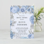 Dusty Blue en Silver Floral Vrijgezellenfeest Kaart (Staand voorkant)