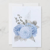 Dusty Blue en Silver Floral Wedding Kaart (Achterkant)