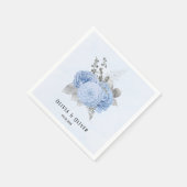 Dusty Blue en Silver Floral Wedding Servet (Hoek)