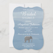 Dusty Blue en Silver Foil Elephant Vrijgezellenfee Kaart (Voorkant)